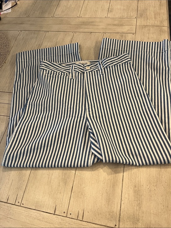 Madewell Denim - Madewell Blue and White Striped Wide-Leg Jeans